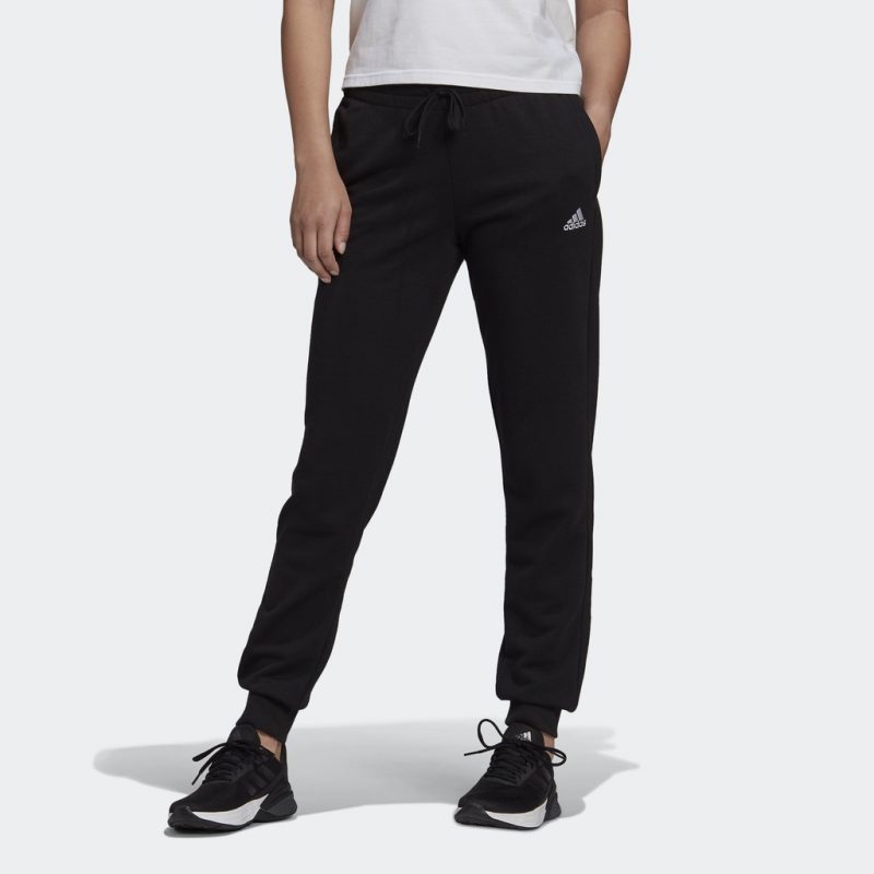 Adidas กางเกงกีฬาผู้หญิง Essentials French Terry Logo Pants | Black/White ( GM5526 ) - Image 2