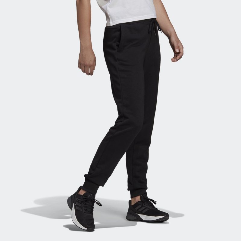 Adidas กางเกงกีฬาผู้หญิง Essentials French Terry Logo Pants | Black/White ( GM5526 ) - Image 4