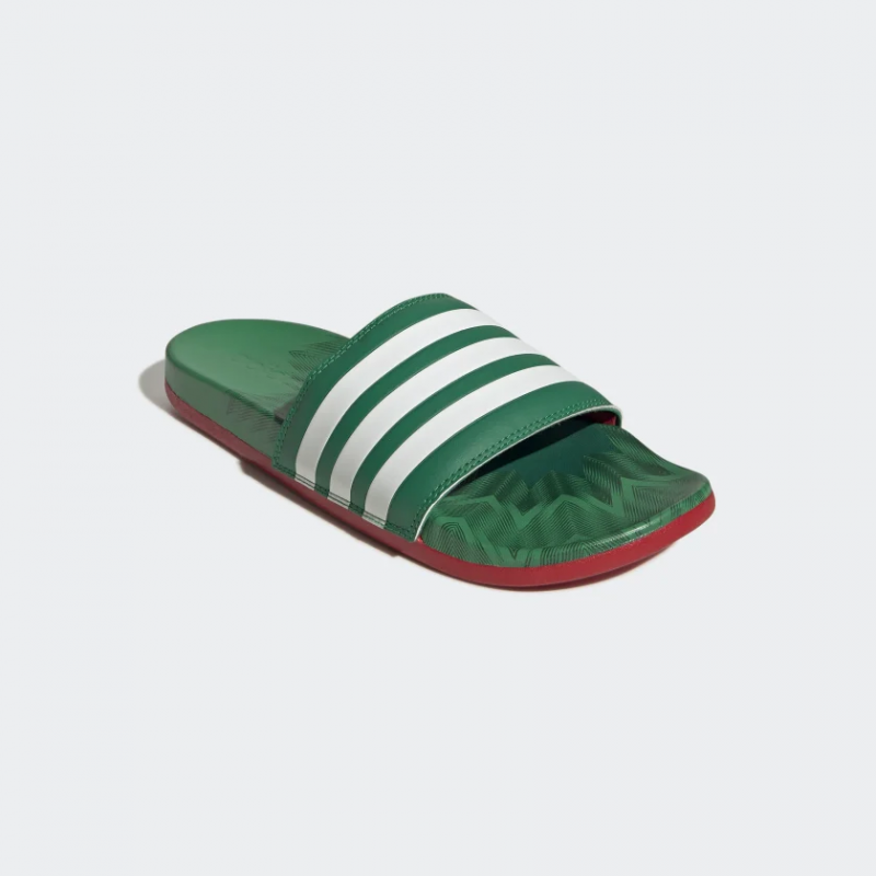 Adidas รองเท้าแตะ Adilette Comfort Slides | Vivid Green/Cloud White/Scarlet ( GX7221 ) - Image 2