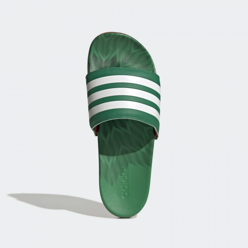 Adidas รองเท้าแตะ Adilette Comfort Slides | Vivid Green/Cloud White/Scarlet ( GX7221 ) - Image 5