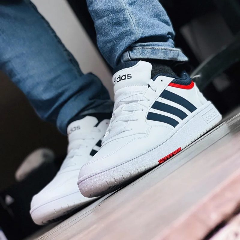 Adidas รองเท้าผ้าใบผู้ชาย Hoops 3.0 | Cloud White/Legend Ink/Vivid Red ( GY5427 ) - Image 9