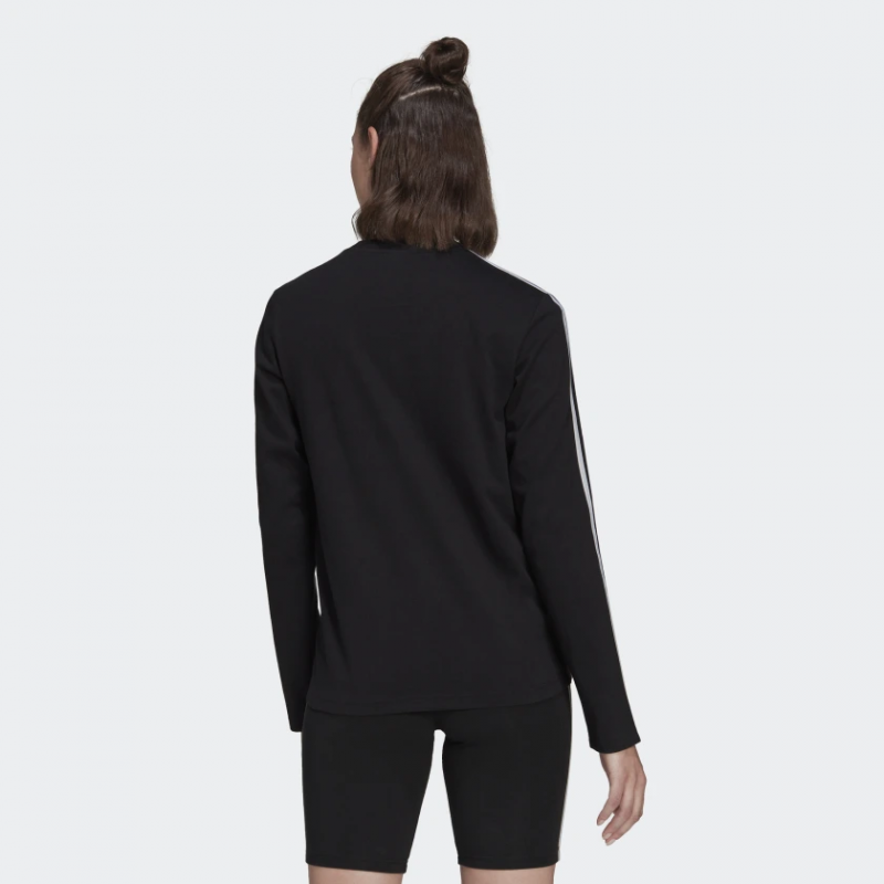 Adidas เสื้อยืดแขนยาวผู้หญิง Essentials 3-Stripes Long Sleeve Tee | Black/White ( HF7261 ) - Image 3