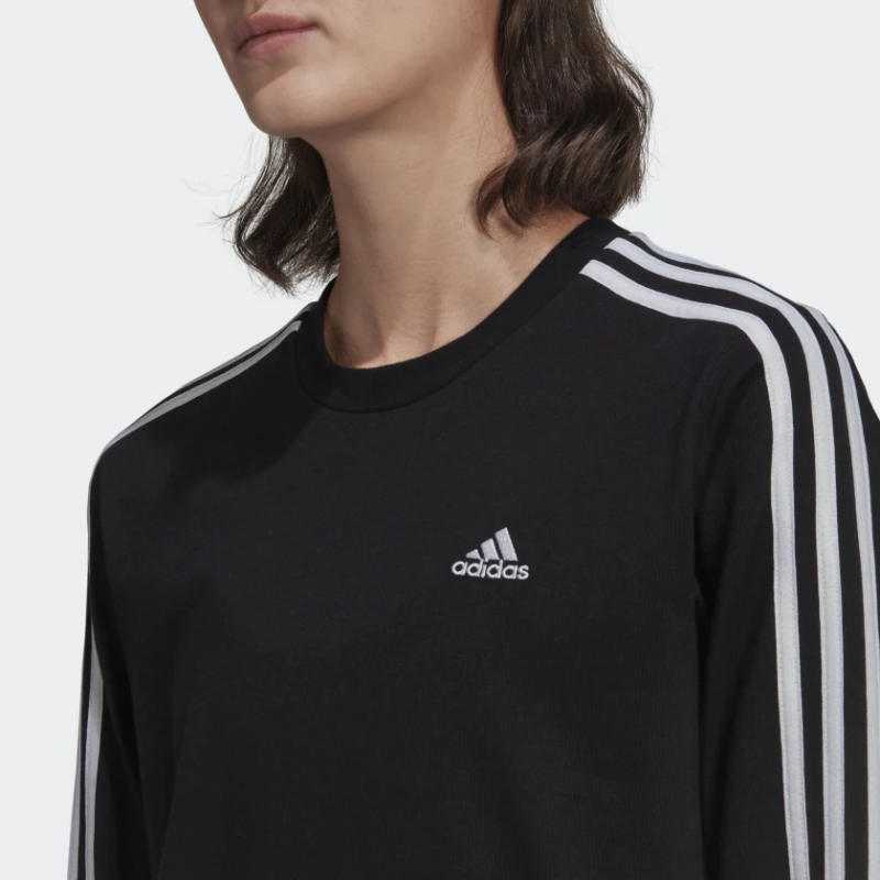 Adidas เสื้อยืดแขนยาวผู้หญิง Essentials 3-Stripes Long Sleeve Tee | Black/White ( HF7261 ) - Image 5