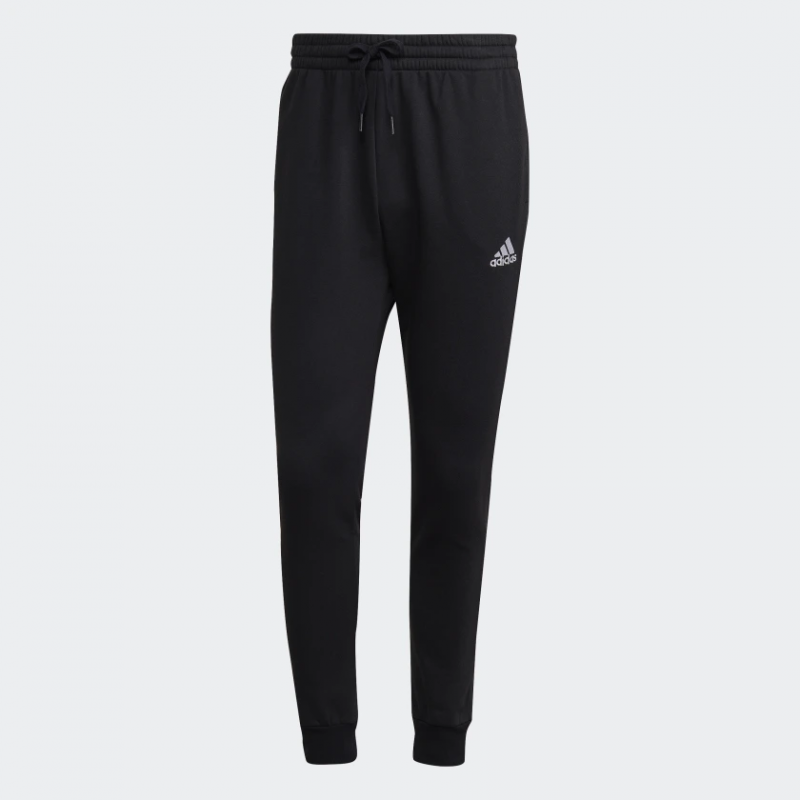 Adidas กางเกงกีฬาผู้ชาย Essentials Fleece Regular Tapered Pants | Black/White ( HL2236 )