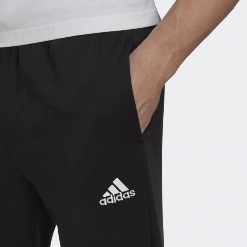 Adidas กางเกงกีฬาผู้ชาย Essentials Fleece Regular Tapered Pants | Black/White ( HL2236 ) - Image 5
