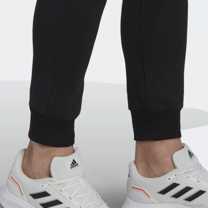 Adidas กางเกงกีฬาผู้ชาย Essentials Fleece Regular Tapered Pants | Black/White ( HL2236 ) - Image 6