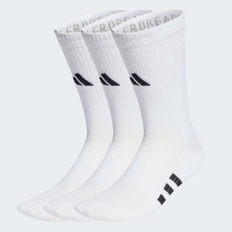 Adidas ถุงเท้า Performance Light Crew Socks 3 Pairs | White/White/White ( HT3443 )