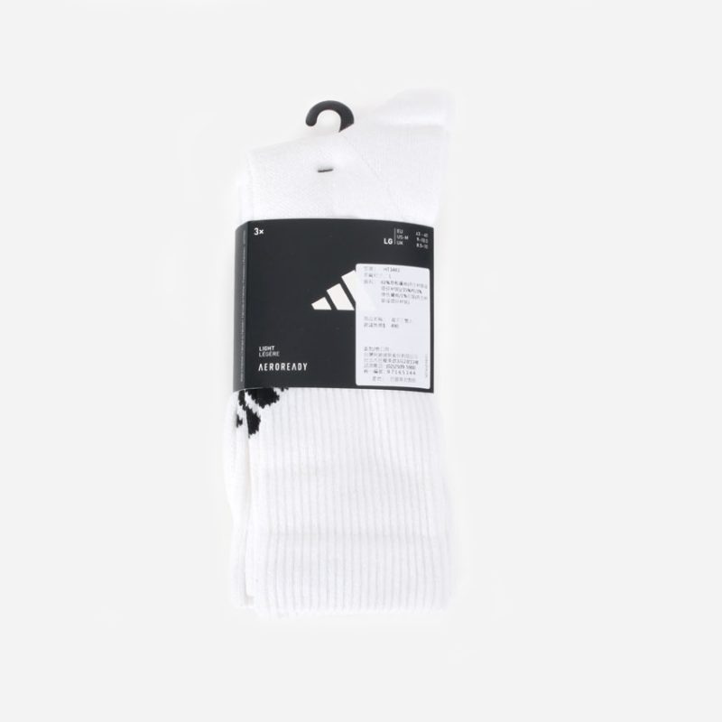 Adidas ถุงเท้า Performance Light Crew Socks 3 Pairs | White/White/White ( HT3443 ) - Image 7