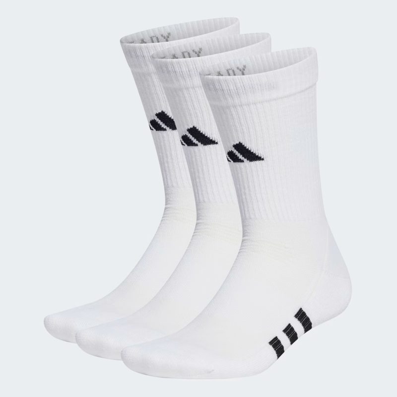 Adidas ถุงเท้า Performance Cushioned Crew Socks 3 Pairs | White/White/White ( HT3452 )