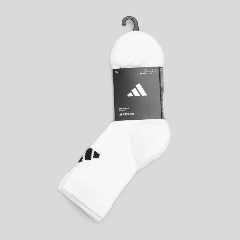 Adidas ถุงเท้า Performance Cushioned Crew Socks 3 Pairs | White/White/White ( HT3452 ) - Image 17