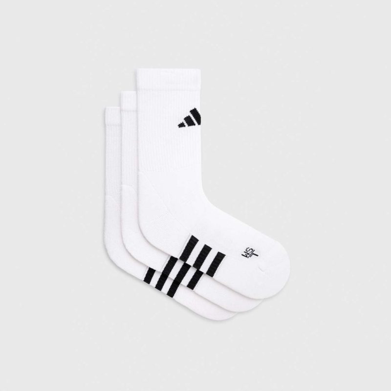 Adidas ถุงเท้า Performance Cushioned Crew Socks 3 Pairs | White/White/White ( HT3452 ) - Image 4