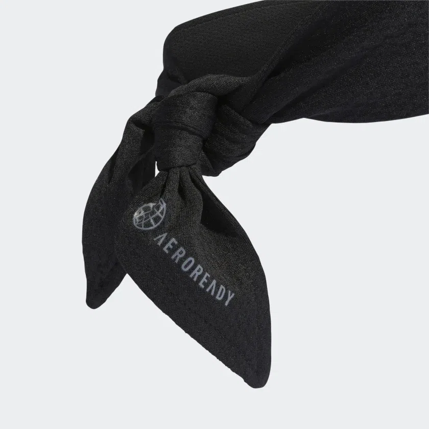 Adidas แถบรัดศีรษะเทนนิส AEROREADY Tennis Tie Band | Black/White ( IC3563 ) - Image 3