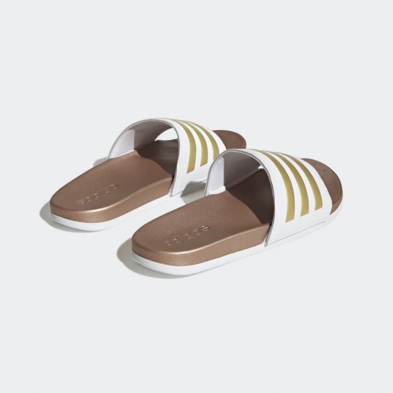 Adidas รองเท้าแตะ Adilette Comfort Slides | Cloud White/Cloud White/Matte Gold ( H03618 ) - Image 3