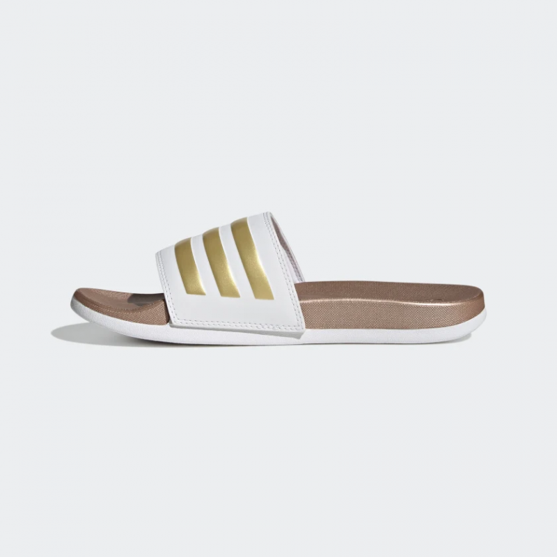 Adidas รองเท้าแตะ Adilette Comfort Slides | Cloud White/Cloud White/Matte Gold ( H03618 ) - Image 4