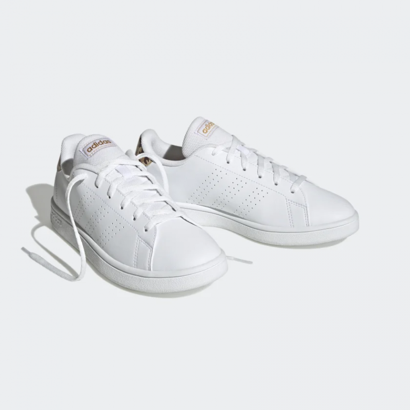 Adidas รองเท้าผ้าใบผู้หญิง Advantage Base | Cloud White/Cloud White/Gold Metallic ( H03791 ) - Image 2