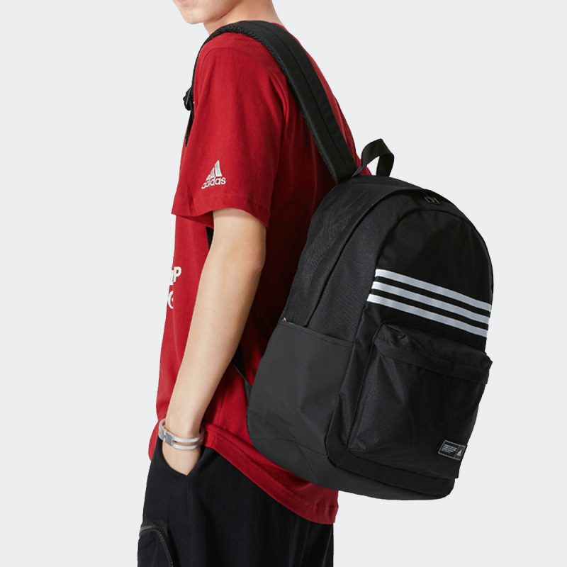 Adidas กระเป๋าเป้ Classic 3-Stripes Horizontal Backpack | Black/White ( HG0351 ) - Image 7