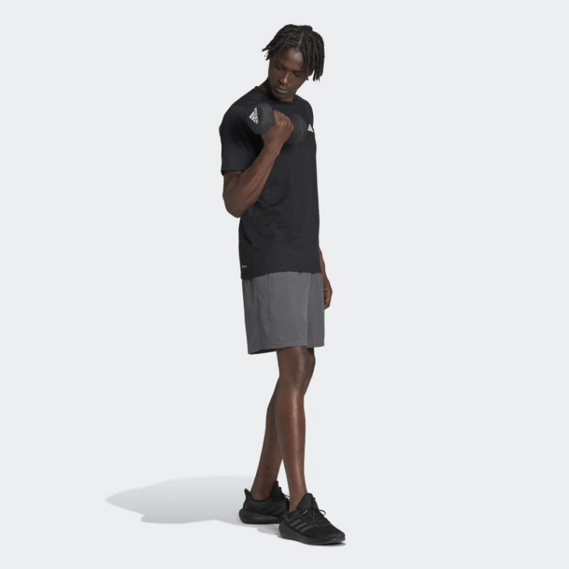 Adidas กางเกงกีฬาขาสั้นผู้ชาย Train Essentials Woven Training Shorts | Grey Five/Black ( IC6978 ) - Image 5