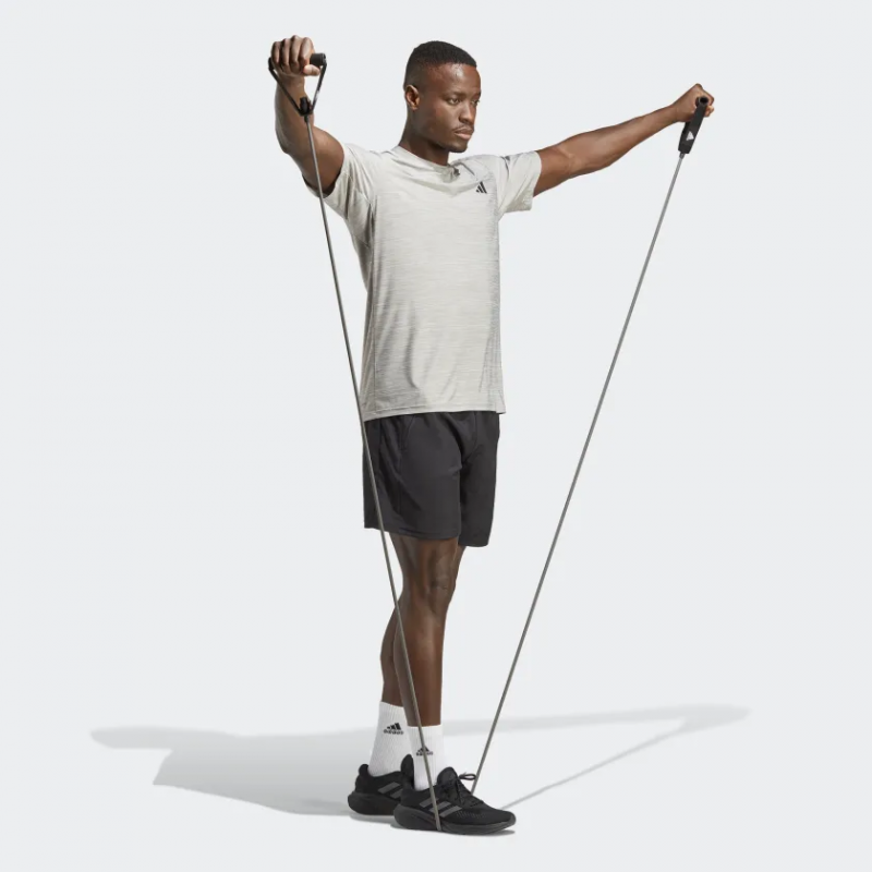 Adidas เสื้อกีฬาผู้ชาย Train Essentials Stretch Training Tee | Mgh Solid Grey/White/Black ( IC7416 ) - Image 4