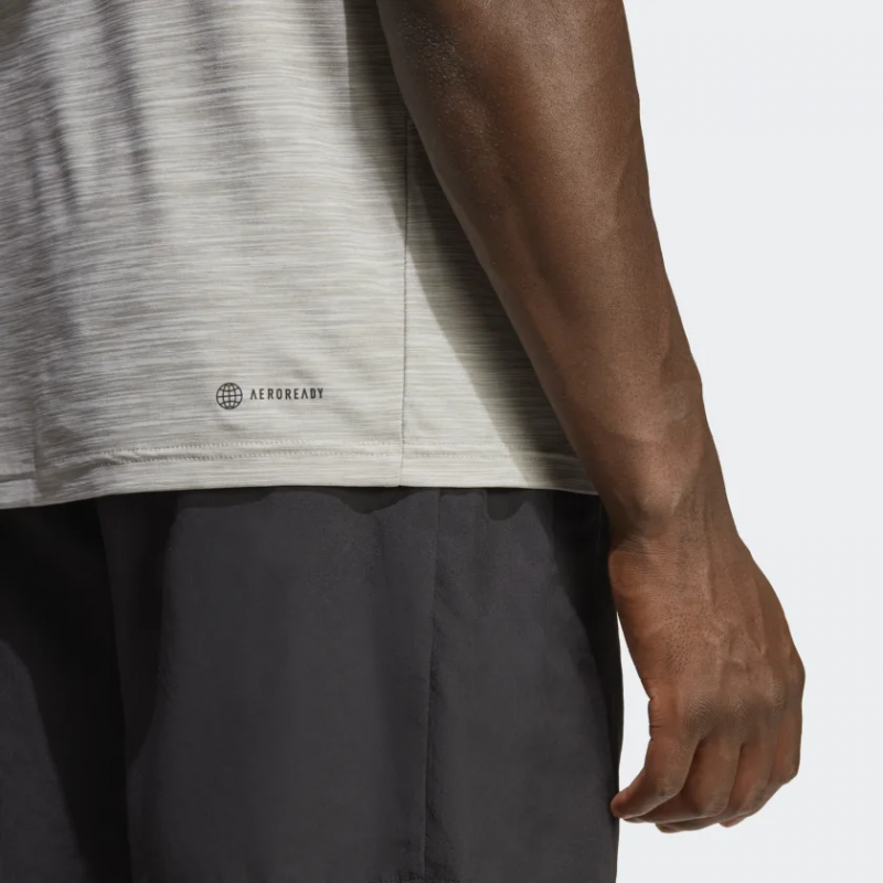 Adidas เสื้อกีฬาผู้ชาย Train Essentials Stretch Training Tee | Mgh Solid Grey/White/Black ( IC7416 ) - Image 5