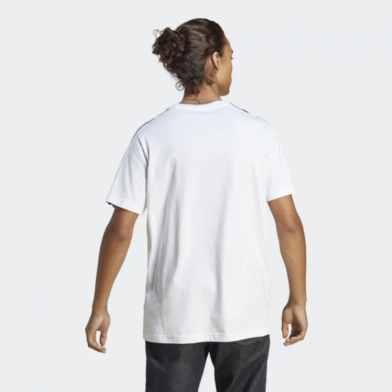 Adidas เสื้อกีฬาผู้ชาย Essentials Single Jersey 3-Stripes Tee | White/Black ( IC9336 ) - Image 3