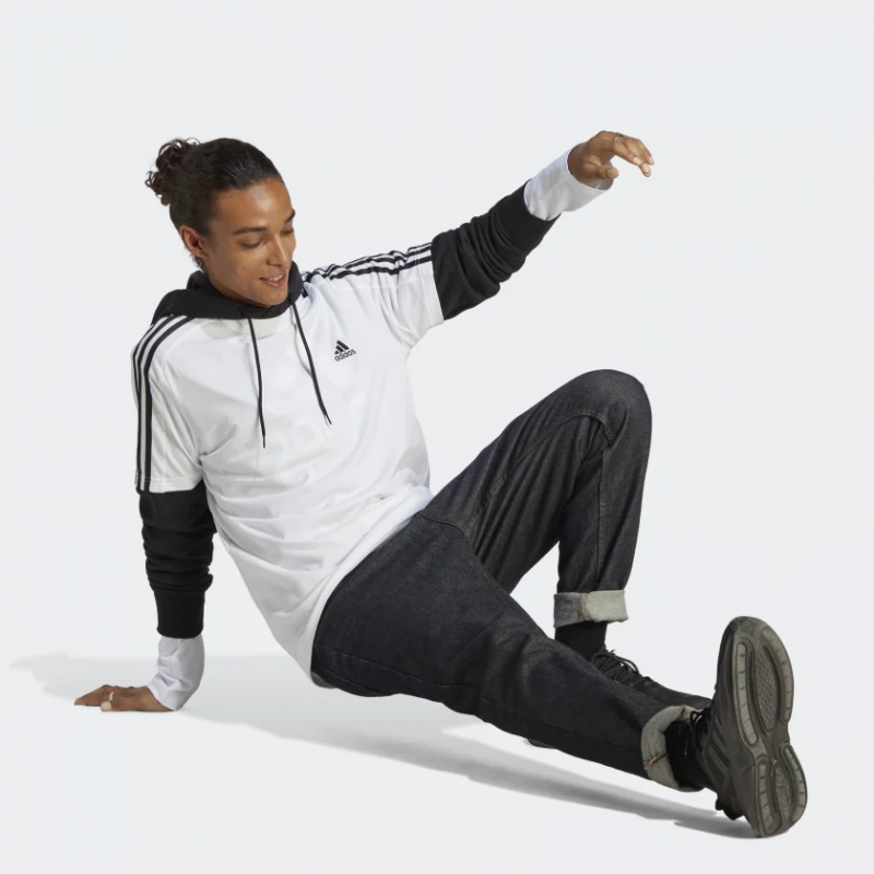 Adidas เสื้อกีฬาผู้ชาย Essentials Single Jersey 3-Stripes Tee | White/Black ( IC9336 ) - Image 4
