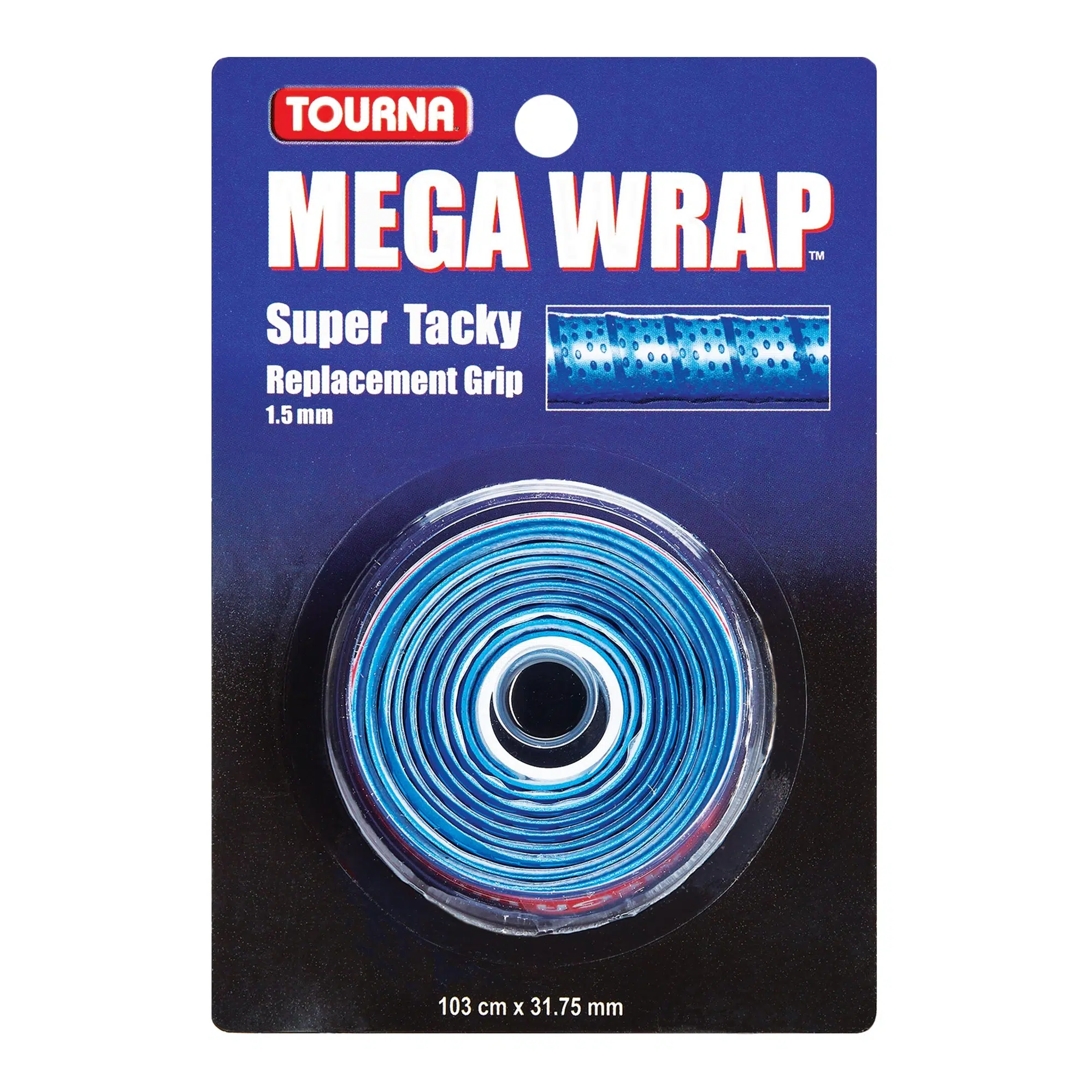 Tourna เทปพันด้าม/กริ๊ปพันด้ามไม้เทนนิส Mega Wrap 1.5mm Replacement Grip Tape Racket Tennis | Blue ( 078914198724 , MW-B )