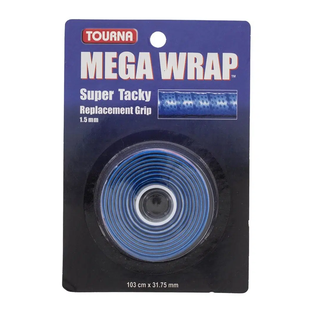 Tourna เทปพันด้าม/กริ๊ปพันด้ามไม้เทนนิส Mega Wrap 1.5mm Replacement Grip Tape Racket Tennis | Blue ( 078914198724 , MW-B ) - Image 4