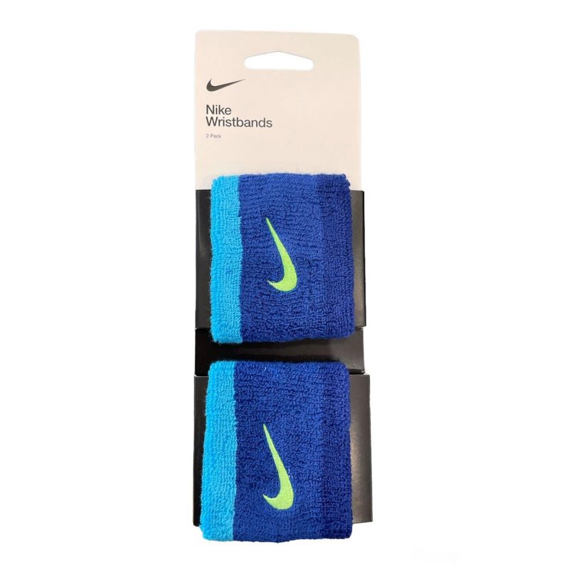 Nike ปลอกรัดข้อมือเทนนิสแบบสั้น Swoosh Wristbands 2-Pack | Hyper Royal/Deep Royal Blue/Green Strike ( N.000.1565.416 ) - Image 4