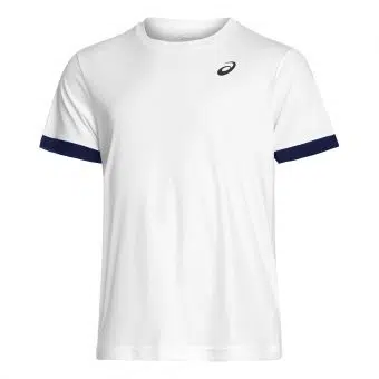 Asics เสื้อเทนนิสเด็กผู้ชาย Boys Tennis SS Top | Brilliant White/Midnight ( 2044A036-102 )
