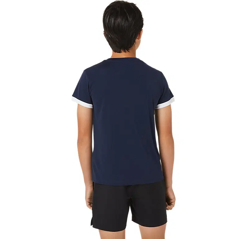 Asics เสื้อเทนนิสเด็กผู้ชาย Boys Tennis SS Top | Midnight/Brilliant White ( 2044A036-402 ) - Image 6