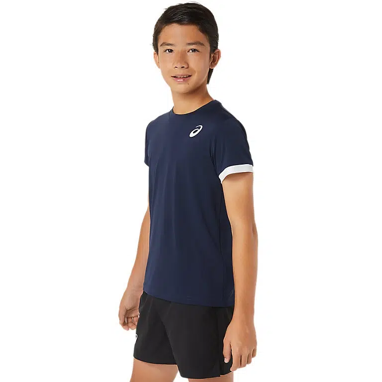 Asics เสื้อเทนนิสเด็กผู้ชาย Boys Tennis SS Top | Midnight/Brilliant White ( 2044A036-402 ) - Image 7