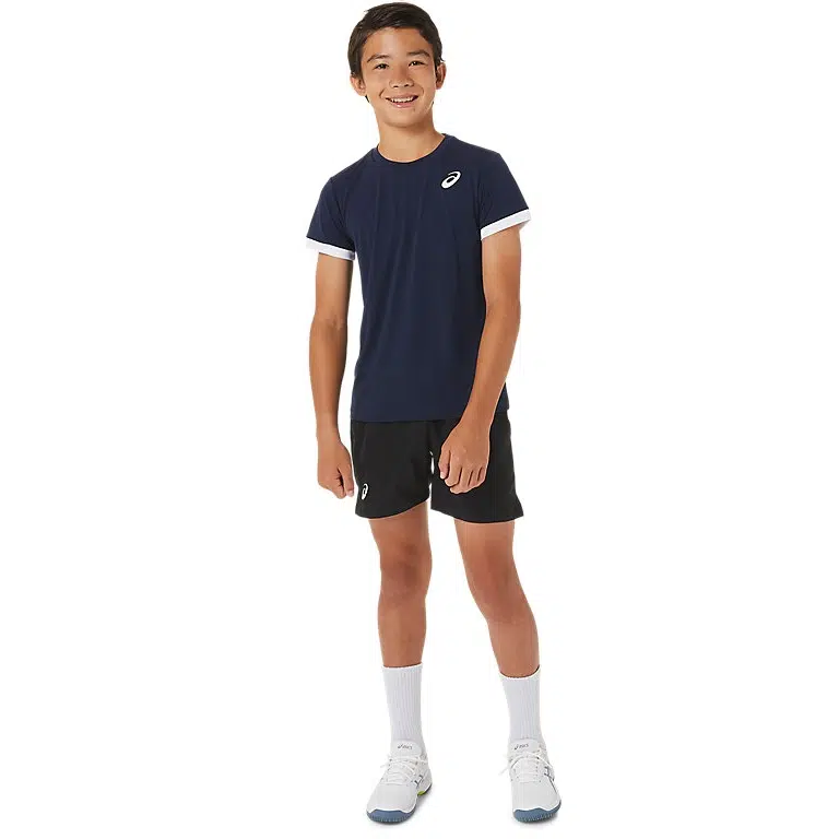 Asics เสื้อเทนนิสเด็กผู้ชาย Boys Tennis SS Top | Midnight/Brilliant White ( 2044A036-402 ) - Image 9
