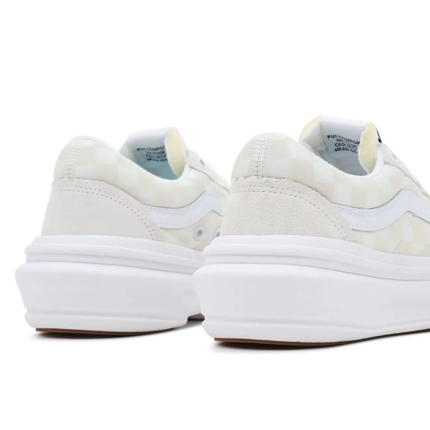 Vans รองเท้าผ้าใบ Old Skool Overt ComfyCush Checkerboard | White/Checkerboard ( VN0A7Q5ETDC ) - Image 4