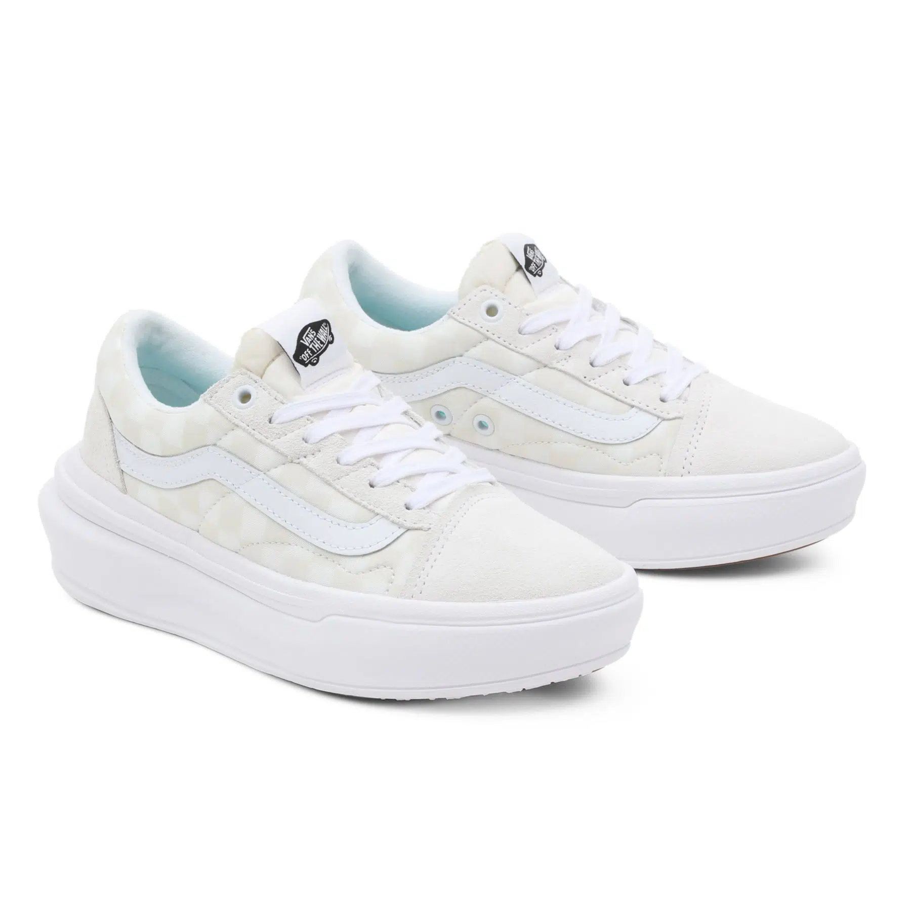 Vans รองเท้าผ้าใบ Old Skool Overt ComfyCush Checkerboard | White/Checkerboard ( VN0A7Q5ETDC ) - Image 5