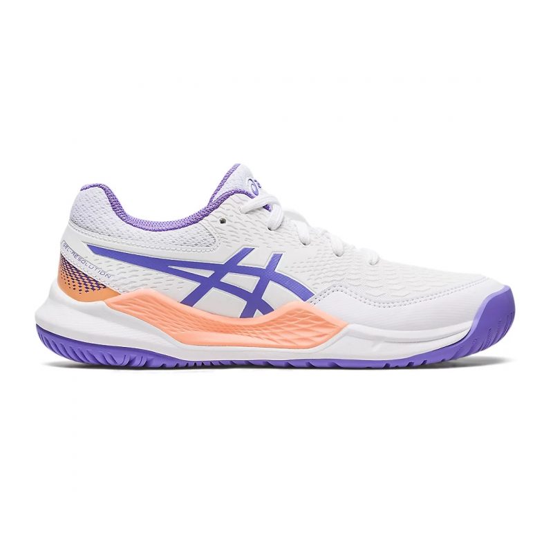Asics รองเท้าเทนนิสเด็ก Gel-Resolution 9 GS | White/Amethyst ( 1044A067-101 )