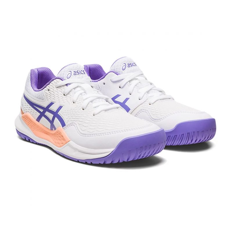 Asics รองเท้าเทนนิสเด็ก Gel-Resolution 9 GS | White/Amethyst ( 1044A067-101 ) - Image 2