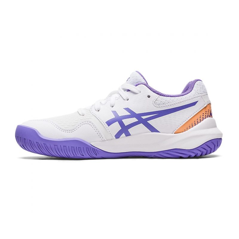 Asics รองเท้าเทนนิสเด็ก Gel-Resolution 9 GS | White/Amethyst ( 1044A067-101 ) - Image 4