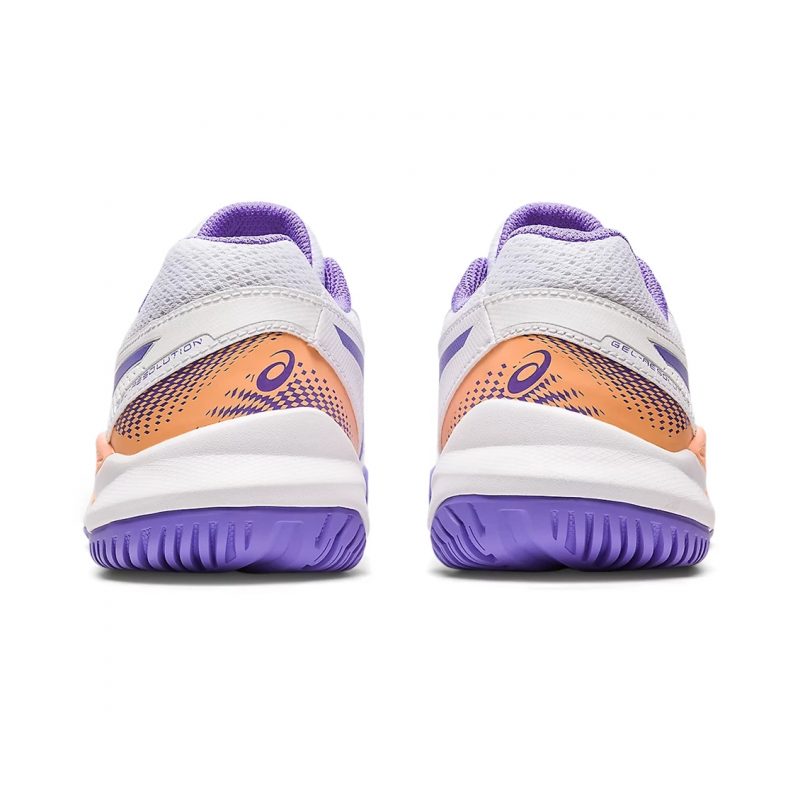 Asics รองเท้าเทนนิสเด็ก Gel-Resolution 9 GS | White/Amethyst ( 1044A067-101 ) - Image 5
