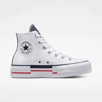 Converse รองเท้าผ้าใบผู้หญิง Chuck Taylor All Star Lift Retro Denim Hi White | White/Red/Obsidian ( A03961CU3WTXX )