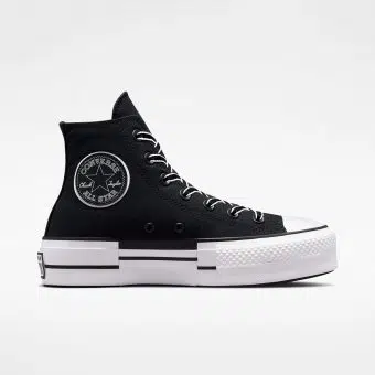 Converse รองเท้าผ้าใบผู้หญิง Chuck Taylor All Star Lift Outline Sketch Hi Black | Black/White/Black ( A05071CU3BKXX )