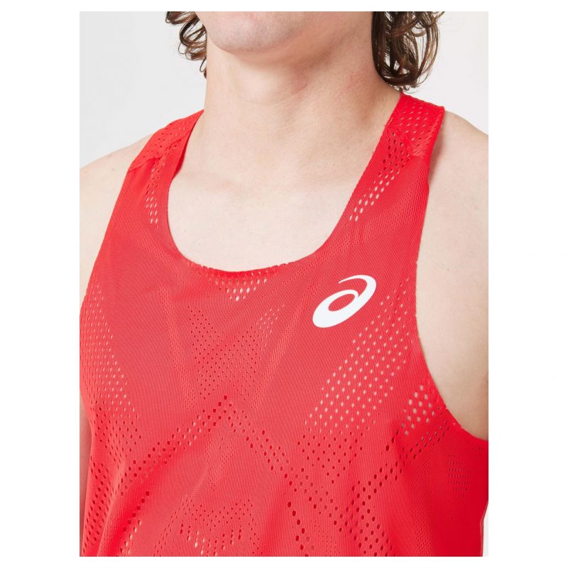 Asics เสื้อวิ่งผู้ชาย Men's Actibreeze Jacquard Singlet | Electric Red ( 2091A614-602 ) - Image 16