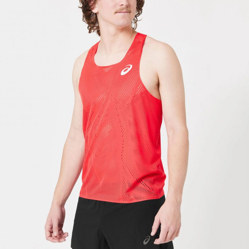 Asics เสื้อวิ่งผู้ชาย Men's Actibreeze Jacquard Singlet | Electric Red ( 2091A614-602 ) - Image 13