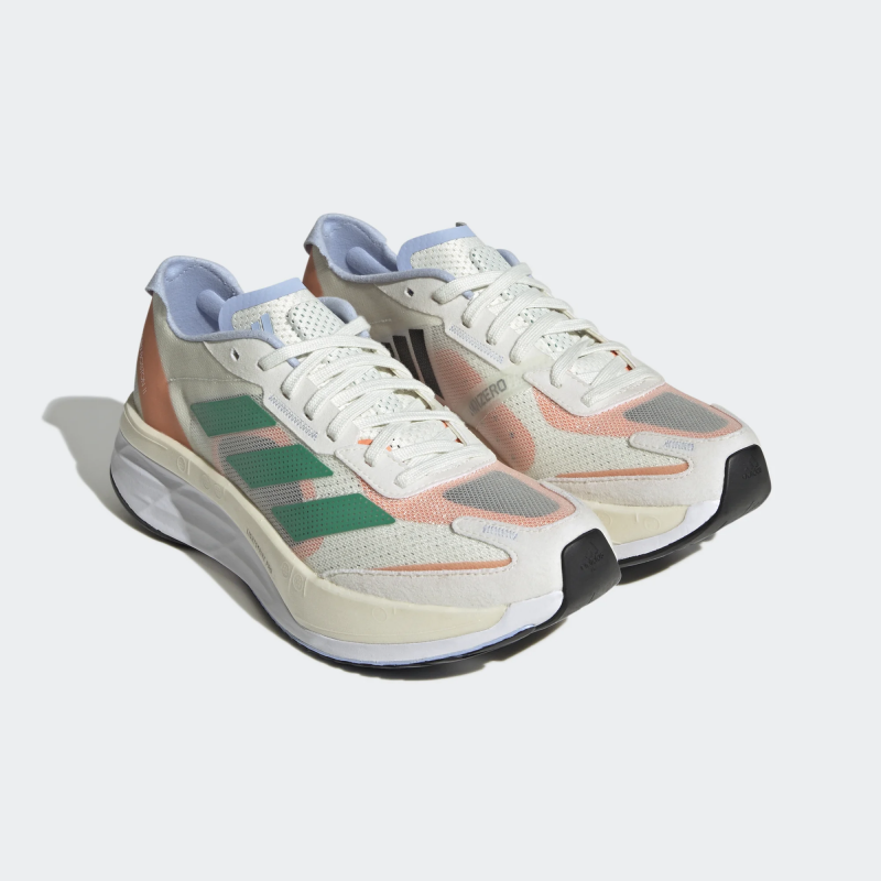 Adidas รองเท้าวิ่งผู้หญิง Adizero Boston 11 | White Tint/Court Green/Coral Fusion ( HQ3697 ) - Image 2
