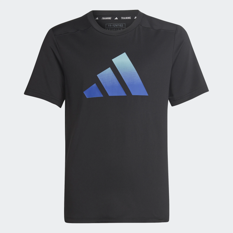 Adidas เสื้อยืดเด็ก Train Icons AEROREADY Logo Tee | Black/Preloved Blue/Lucid Blue ( HR5924 )
