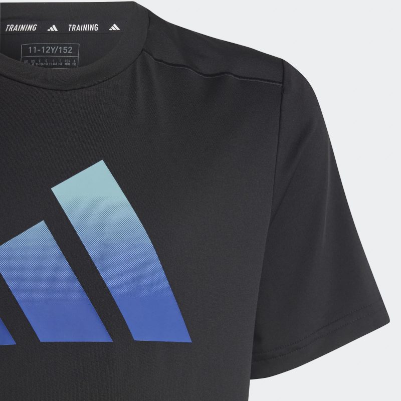 Adidas เสื้อยืดเด็ก Train Icons AEROREADY Logo Tee | Black/Preloved Blue/Lucid Blue ( HR5924 ) - Image 3