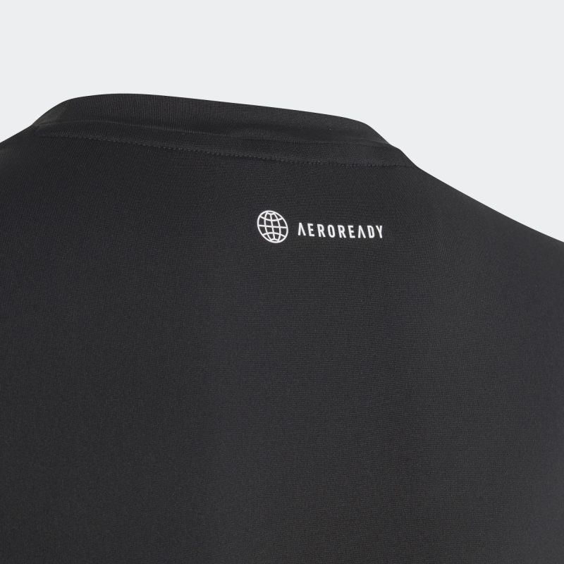 Adidas เสื้อยืดเด็ก Train Icons AEROREADY Logo Tee | Black/Preloved Blue/Lucid Blue ( HR5924 ) - Image 4