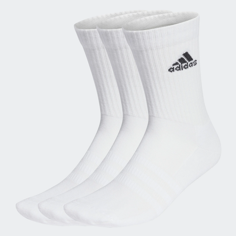 Adidas ถุงเท้า Cushioned Crew Socks 3 Pairs | White/Black ( HT3446 )