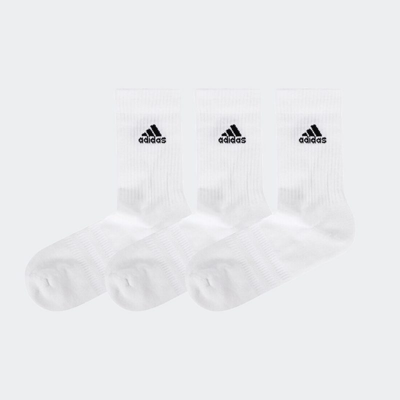 Adidas ถุงเท้า Cushioned Crew Socks 3 Pairs | White/Black ( HT3446 ) - Image 5