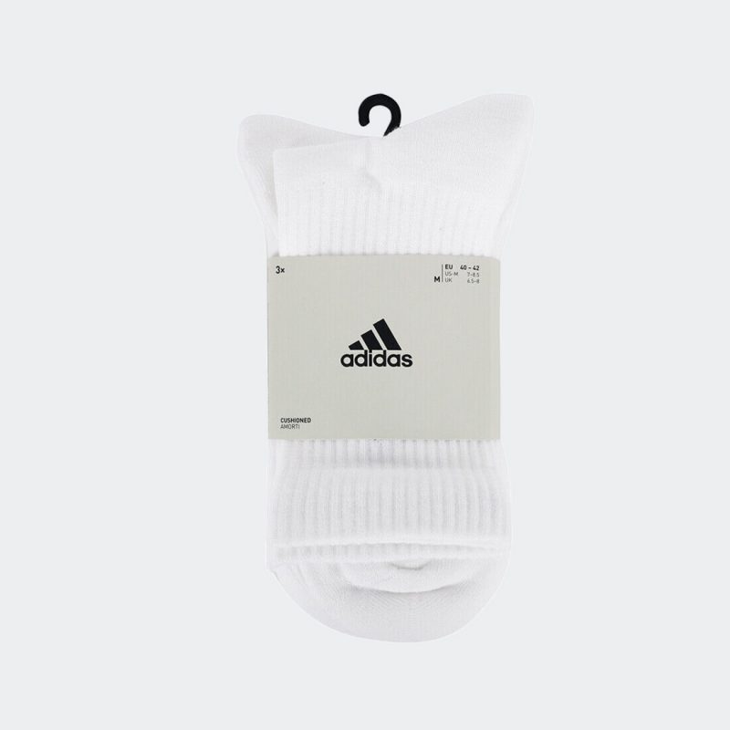 Adidas ถุงเท้า Cushioned Crew Socks 3 Pairs | White/Black ( HT3446 ) - Image 6