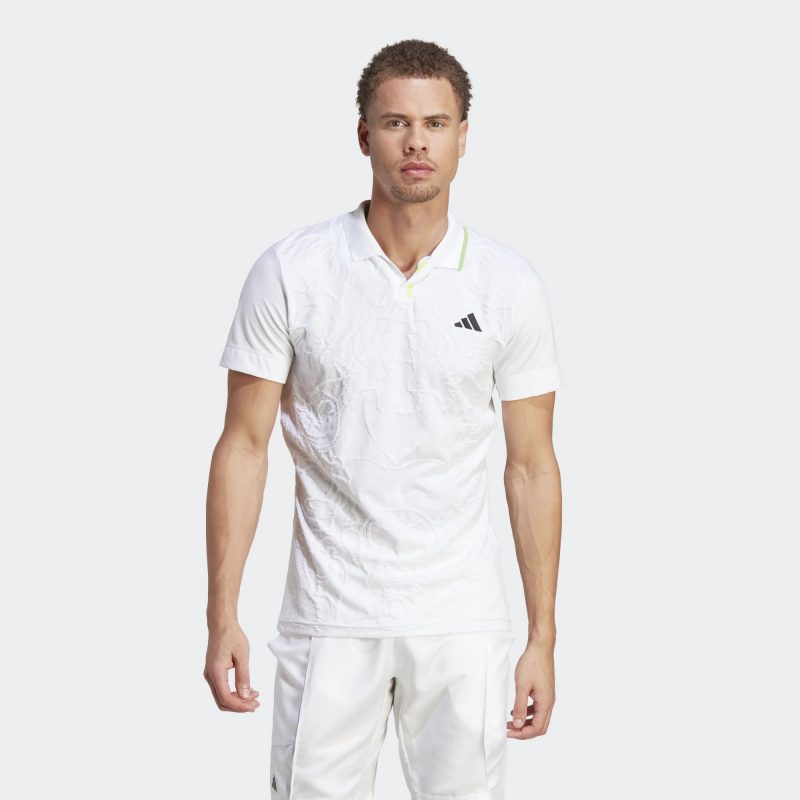 Adidas เสื้อเทนนิสผู้ชาย AEROREADY FreeLift Pro Tennis Polo Shirt | White ( IA7099 ) - Image 2